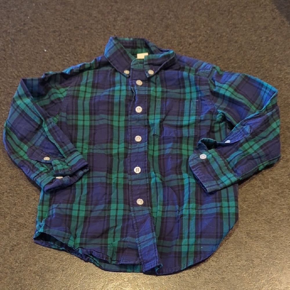 Crewcuts Blue and Green Plaid Button Down Shirt